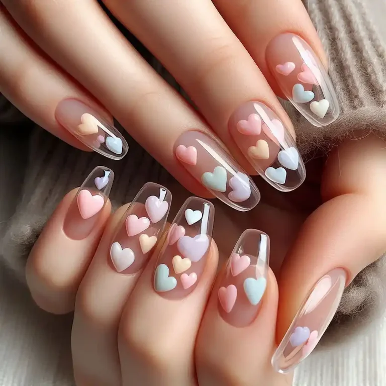 Transparent Candy Heart Nails