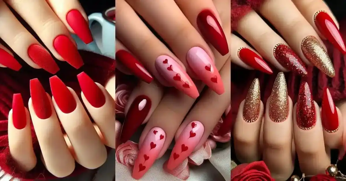 Valentines Long Red Nails