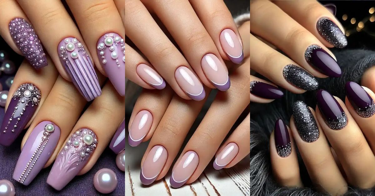 purple valentines day nails