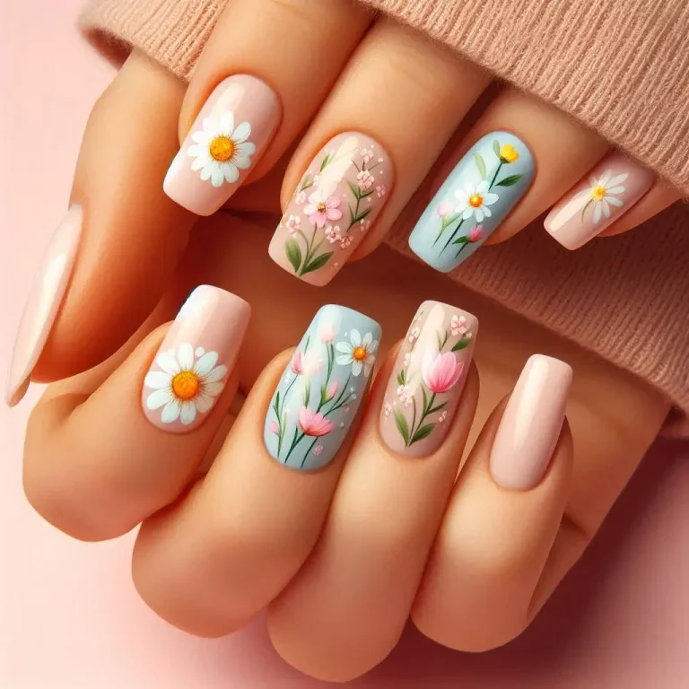 Floral Pastel Nails