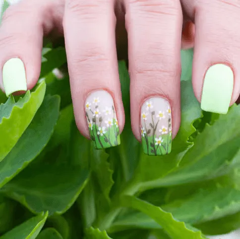 Flower Garden St. Patrick’s Day Nails 