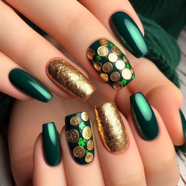 Gold Coin Accent Nail