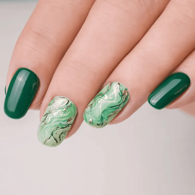 Green Marble Nails 