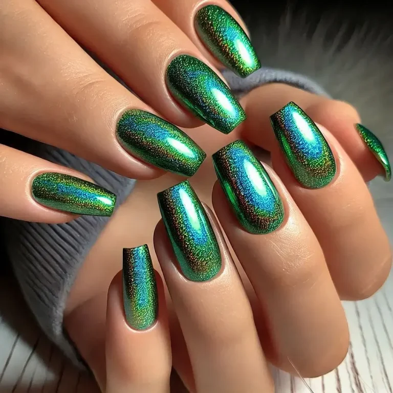 Holographic Green Nails