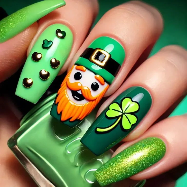 Leprechaun Face Nail Art