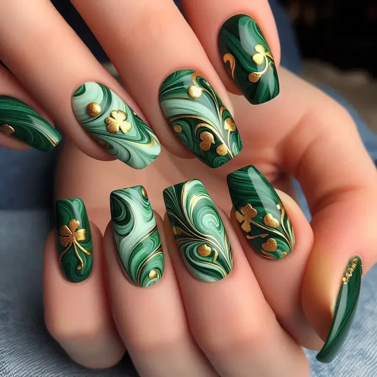 Marble Green and Gold Swirl