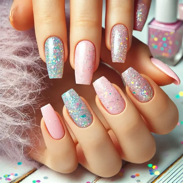 Pastel Glitter Nails