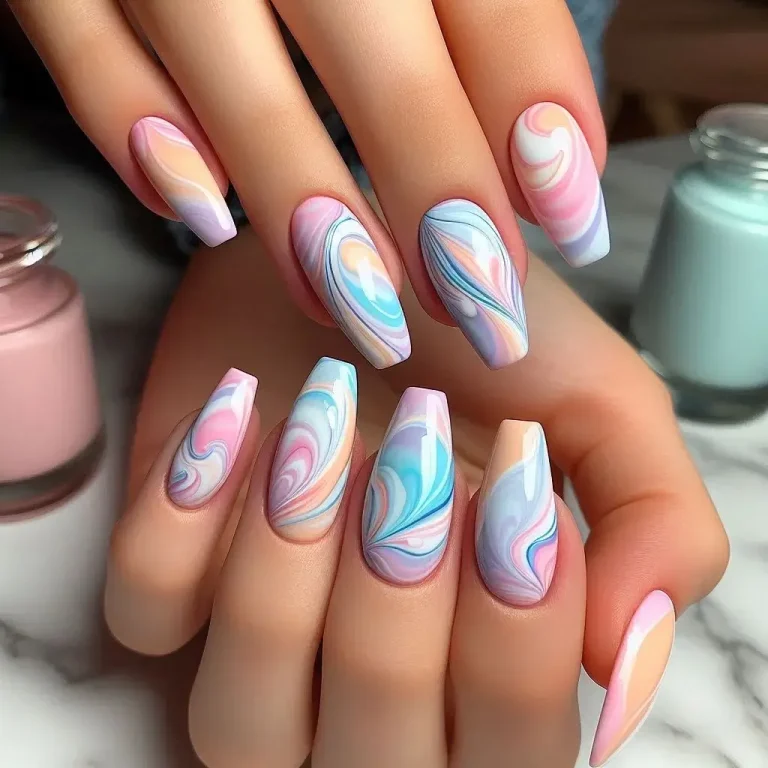 Pastel Swirl Nails