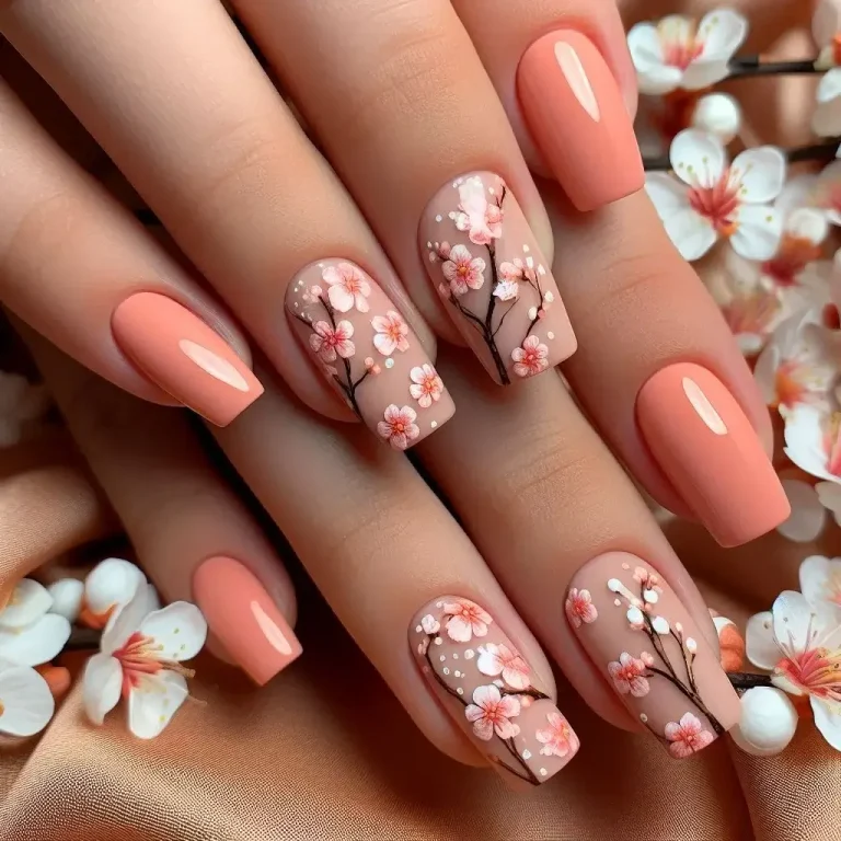 Peach Blossom Nails