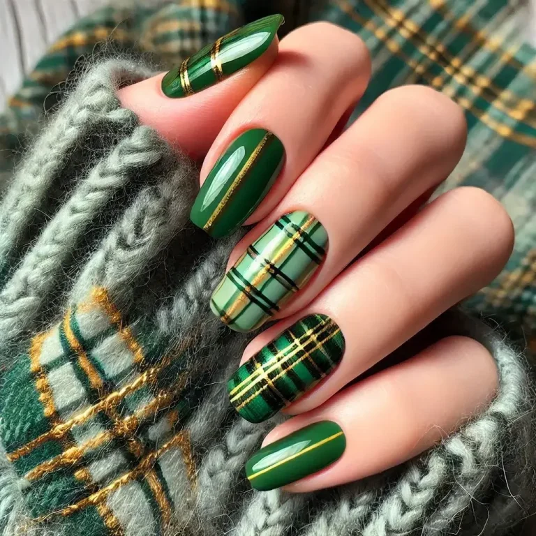 Plaid St. Patrick’s Day Nails