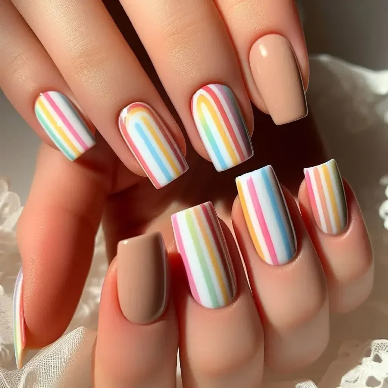 Rainbow Stripes Nails