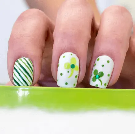 Shamrocks and Polka Dots St. Patrick’s Day Nails