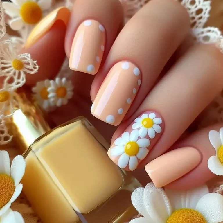 Soft Yellow Daisy Nails