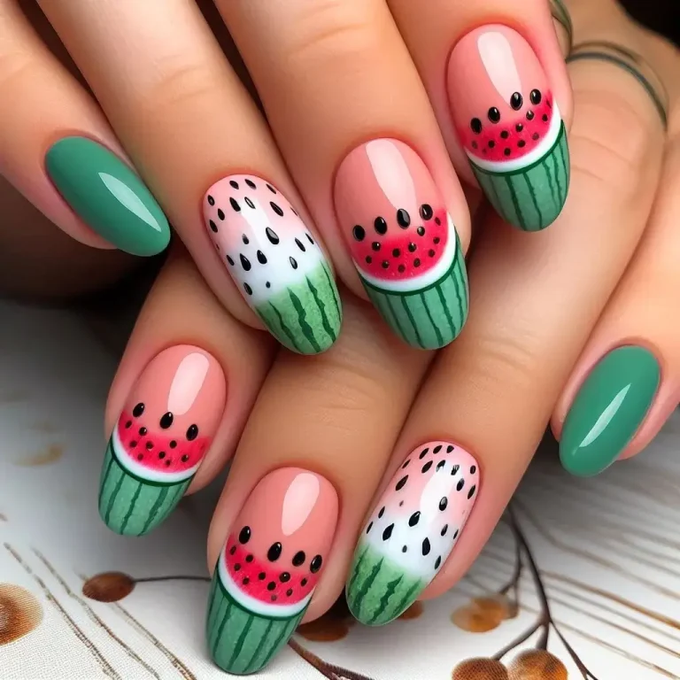 Watermelon Slice Nails